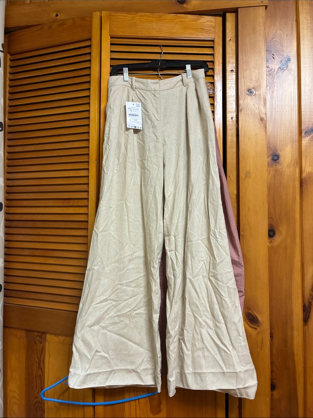 Zara Cream Wide-Leg High Waist Trousers length 42”waist 15”